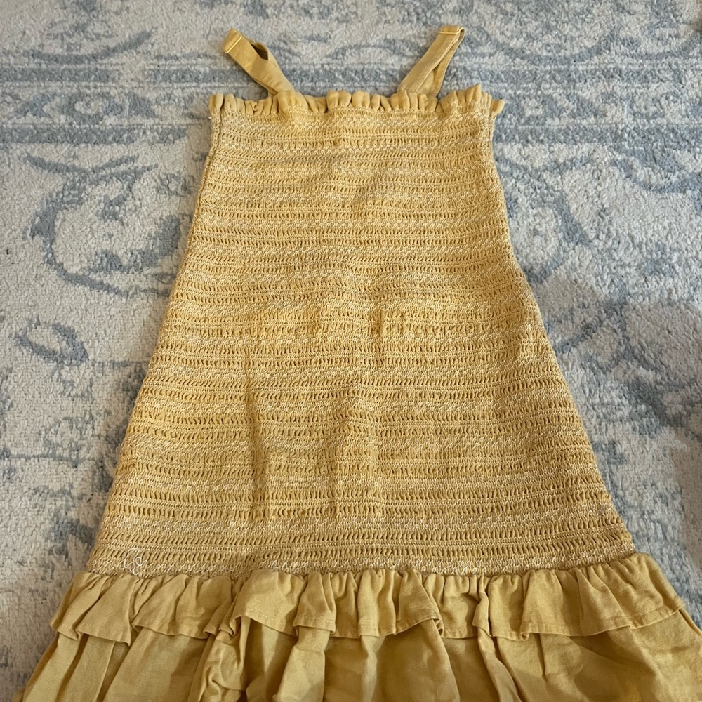 American Eagle Outfitters Yellow Smocked Ruffle Sundress